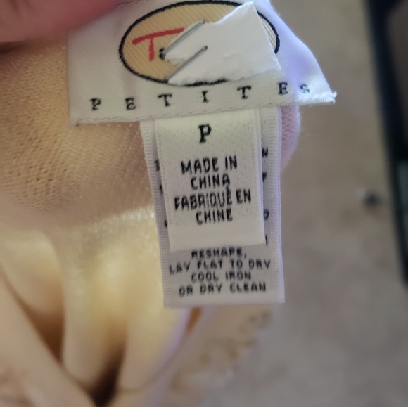 Talbots m beaded pastel yellow cardigan floral print bursts - Picture 10 of 11